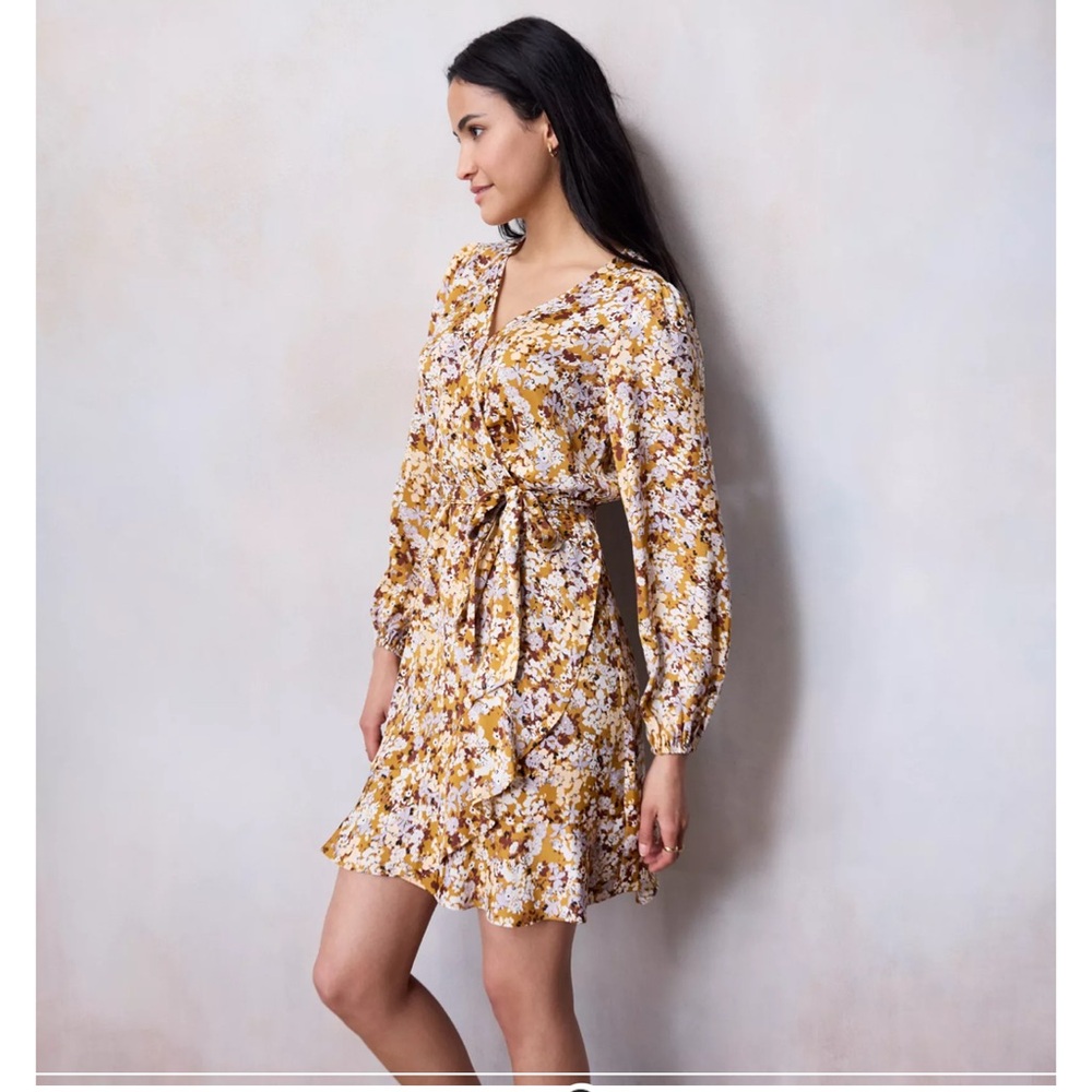 LC Lauren Conrad Cream Ruched Tiered Sundress